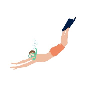 Vector illustration with summer vacation as a motif ( Man snorkeling )