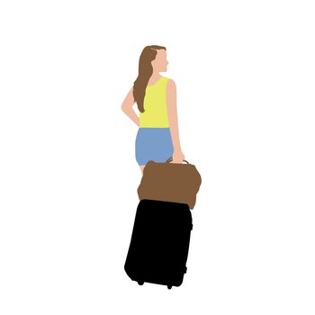 Vector illustration with travel motif ( Woman with a big travel bag )