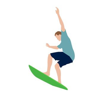 Vector illustration with summer vacation as a motif ( Man surfing )