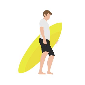 Vector illustration with summer vacation as a motif ( Man holding a surfboard )