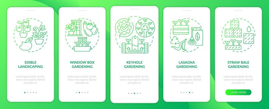 Ideas for gardeners green gradient onboarding mobile app screen