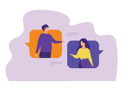 Flat design characters chatting on dating