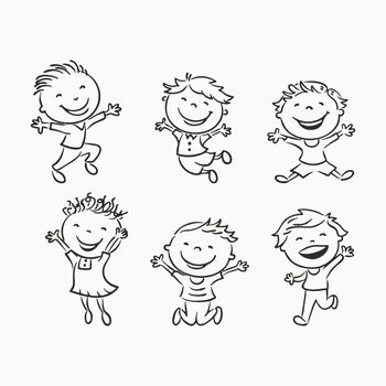 Kids icons set, boys and girls, children symbols, vector illustration