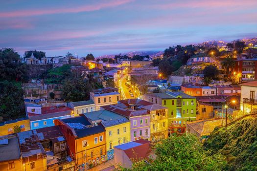 Colorful buildings of the UNESCO World Heritage city of Valparaiso in Chile
