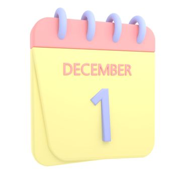 1st December 3D calendar icon