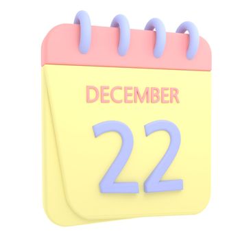 22nd December 3D calendar icon