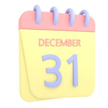 31st December 3D calendar icon