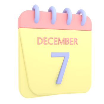 7th December 3D calendar icon