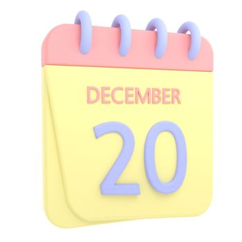 20th December 3D calendar icon