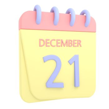 21st December 3D calendar icon