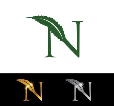 Cannabis Leaf Monogram Initial Letter Logo 