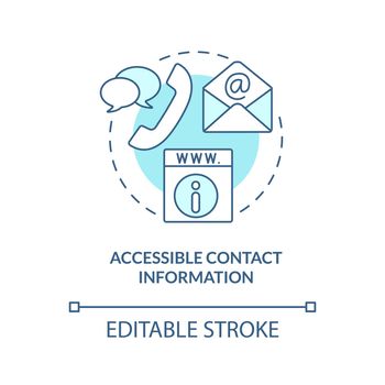 Accessible contact information turquoise concept icon