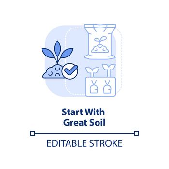 Start with great soil light blue concept icon