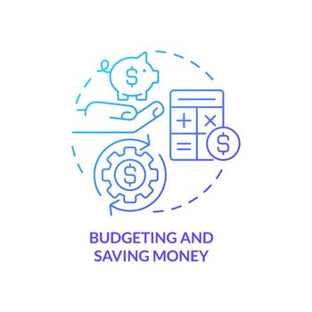 Budgeting and saving money blue gradient concept icon