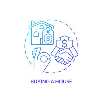 Buying house blue gradient concept icon