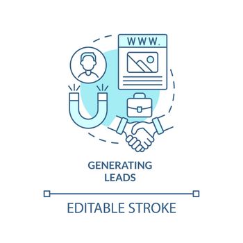 Generating leads turquoise concept icon