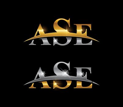 ASE Golden and Silver Monogram Logo