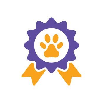 Pets award rosette vector icon. Pet animal sign