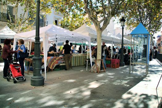 Local ecological market in the Raval neighborhood in Elche