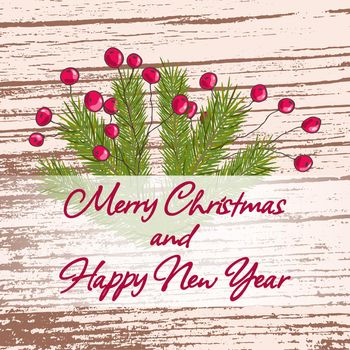 Christmas and New Year card, background with text.