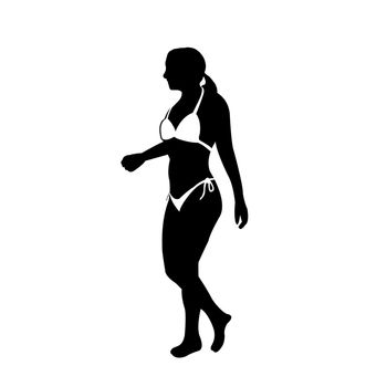 Vector illustration with summer vacation as a motif ( silhouette woman in swimsuit )