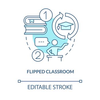 Flipped classroom turquoise concept icon