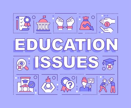 Education issues word concepts purple banner
