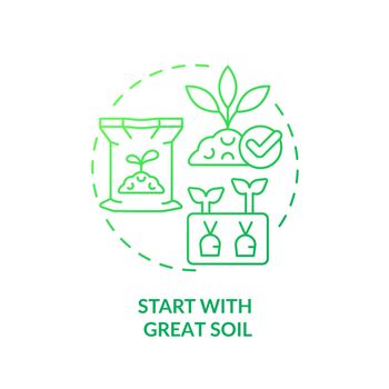 Start with great soil green gradient concept icon