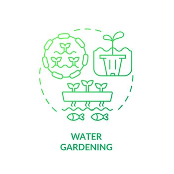 Water gardening green gradient concept icon