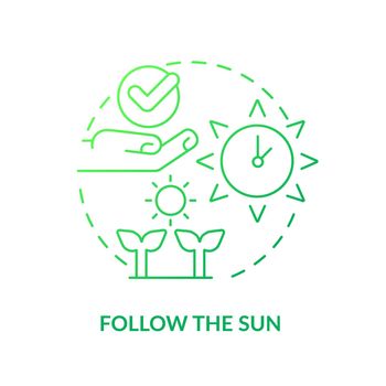 Follow sun green gradient concept icon