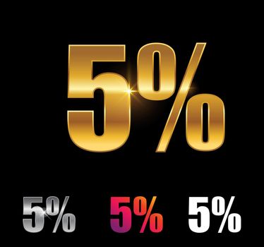 Golden and Silver 5 percent sign