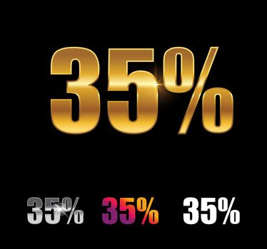 Golden and Silver 35 Percent Sign