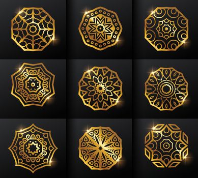Golden Hexagon Mandala Sign