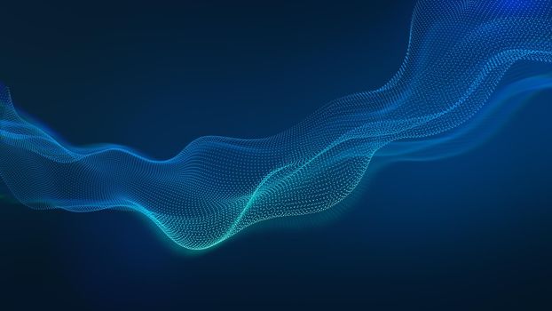 Beauty abstract wave technology background with blue led light. tech business concept.