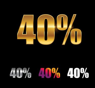 Golden and Silver 40 Percent Sign