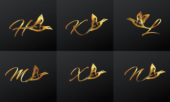 Golden Duck Monogram Initial Letter