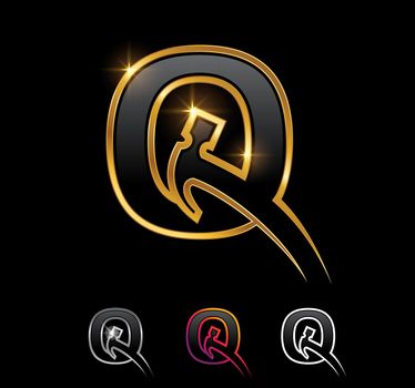 Golden Monogram Hammer Letter Q