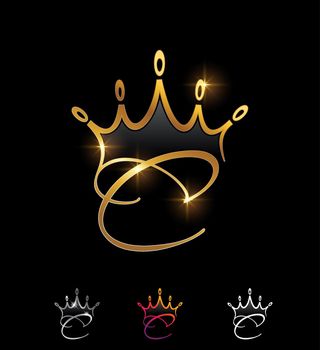Golden Monogram Crown Initial Letter A