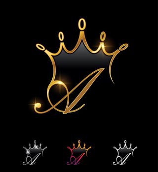 Golden Crown Monogram Initial Letter A