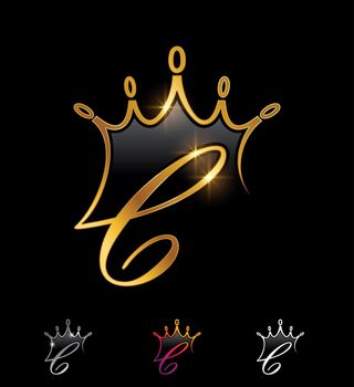 Golden Crown Monogram Initial Letter B
