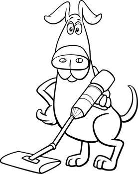 cartoon dog character with vacuum cleaner coloring page