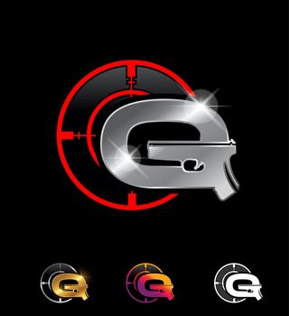 Gun Monogram Logo Initial Letter Q