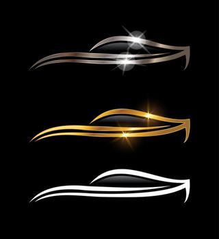 Chrome and Gold Car Vector Sign