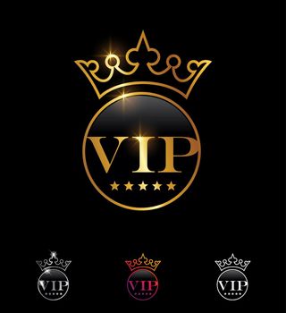 Golden VIP letters Vector Sign