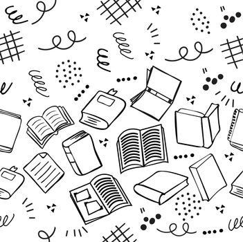 abstract Hand drawn  books doodles seamless pattern