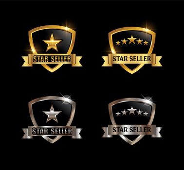 Gold and Chrome Star Seller Vector Sign
