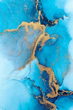 Luxury blue abstract background of marble liquid ink art painting on paper .