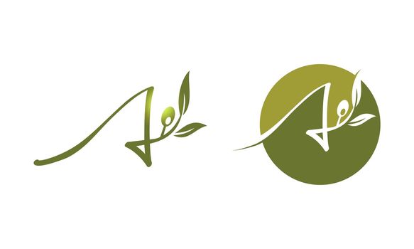 Olive Monogram  Logo Letter A