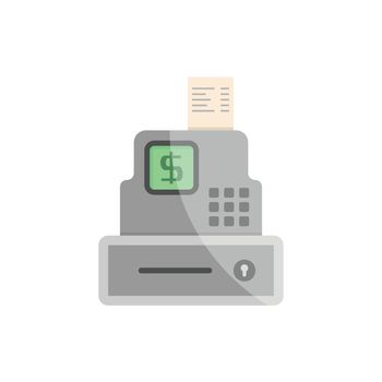 Cash machine icon in flat style. Electronic payment vector illustration on isolated background. Cashier sign business concept.