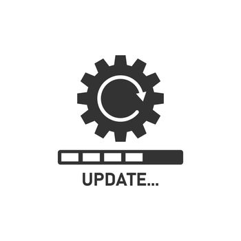 Update software icon in flat style. System upgrade notification vector illustration on isolated background. Progress install sign business concept.
